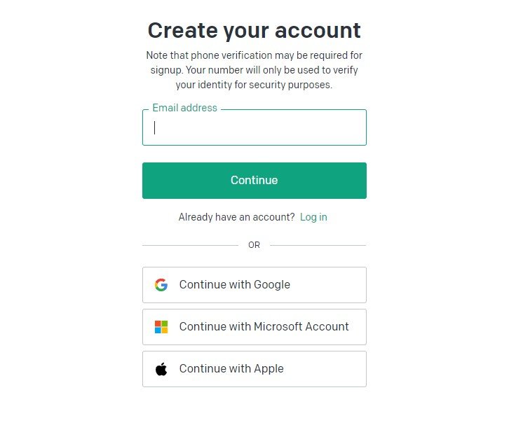 Open AI sign up