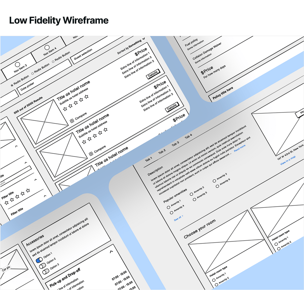 Low Fidelity wireframe