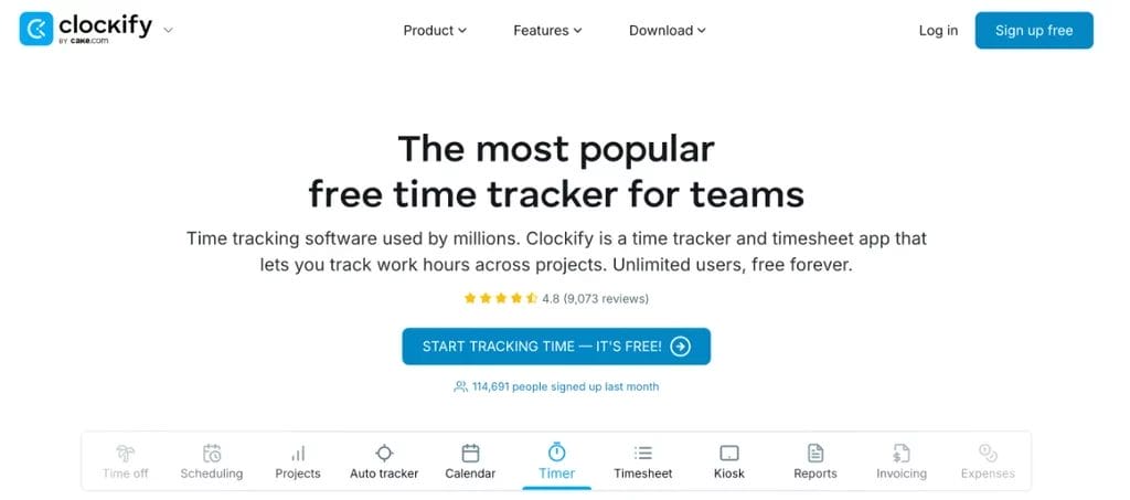 Clockify - The best Employee Time Tracking Tools