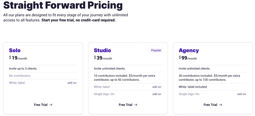 pricing of Plutio