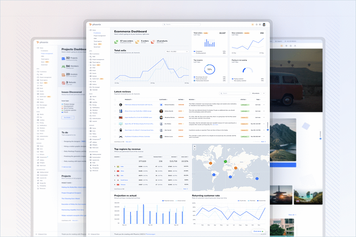 Phoenix portfolio cover image showcasing dashboard layout