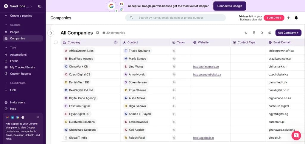 Copper CRM - CRM for Startups in 2026