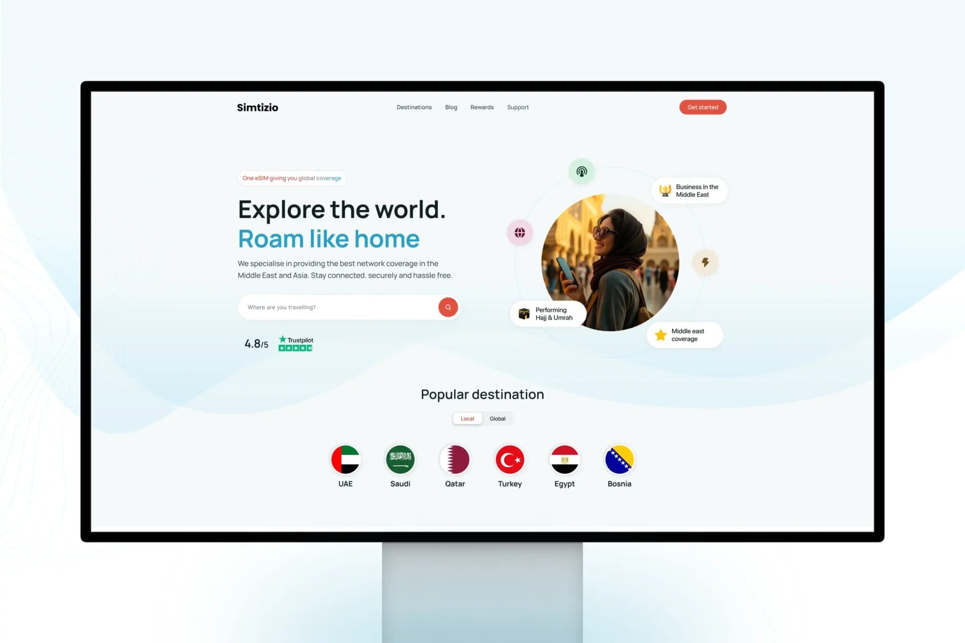DigieSIM traveler eSIM platform UI mockup sample