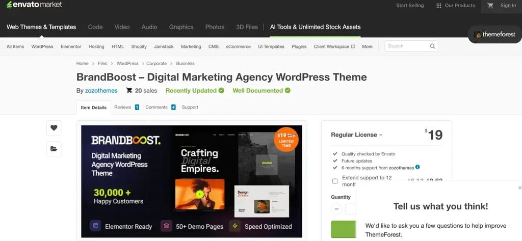 BrandBoost agency website template for marketing and branding businesses.