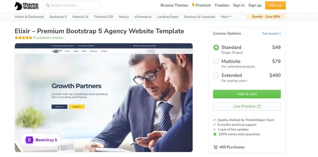 Elixir agency website template for consulting firms and business companies