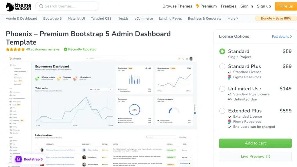 Phoenix premium Bootstrap 5 admin dashboard template for scalable web apps